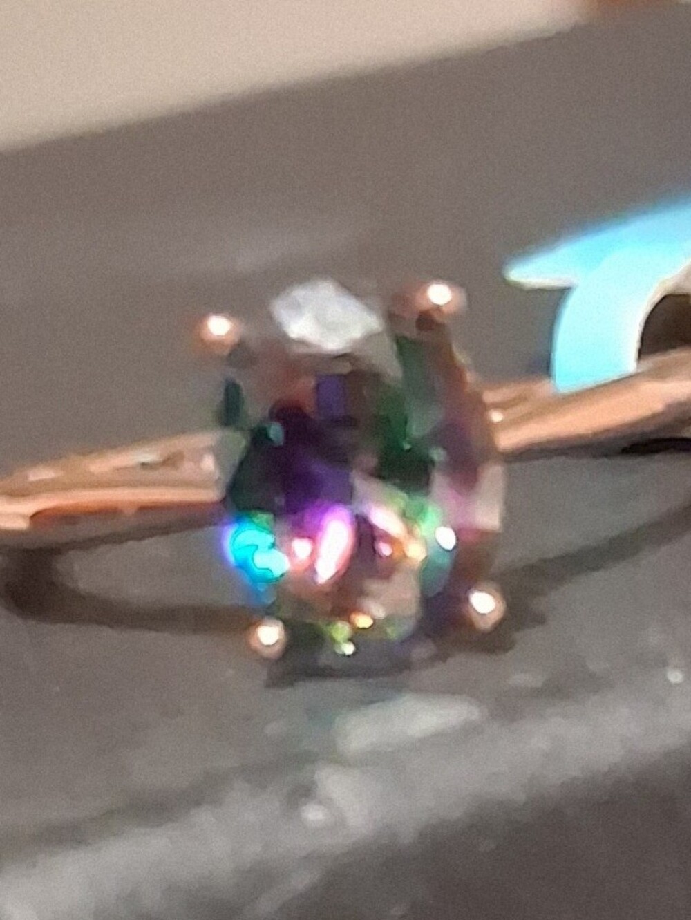 Mystic Topaz Solitaire Ring - Multicolor Stone Sterling Silver. 9.25